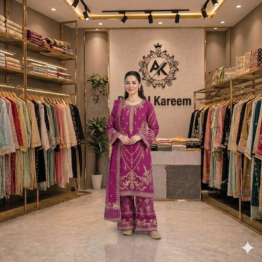 The Luxury Magenta Embroidered Suit