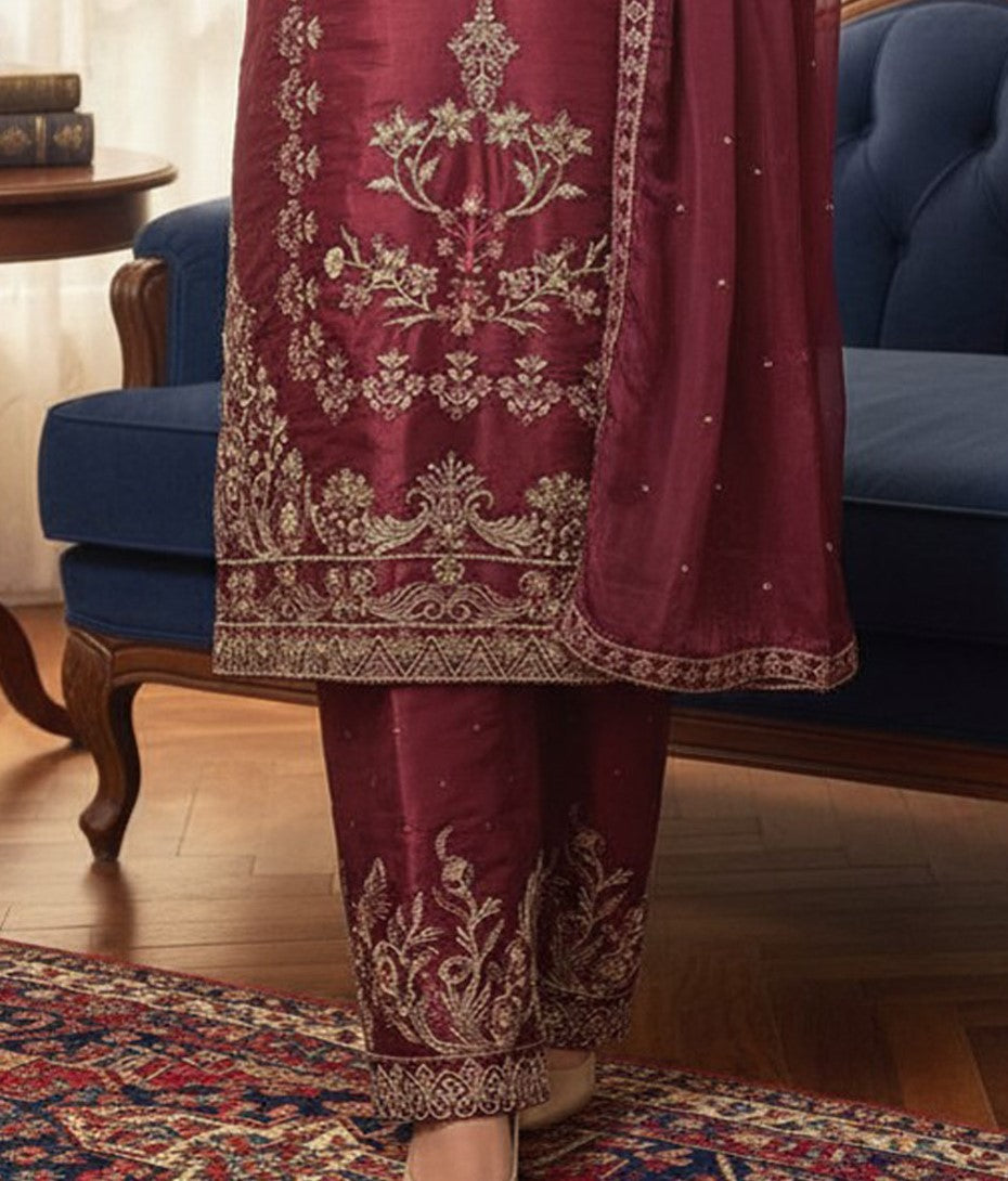 Shisha Silk With Palazzo Embroidered