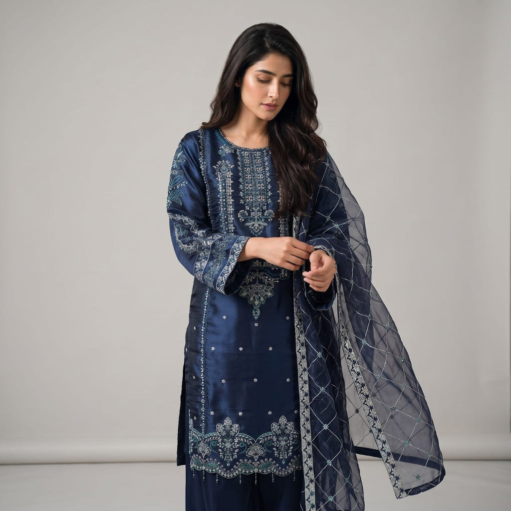 AK-2616 | Navy Print Inner Handmade Shirt