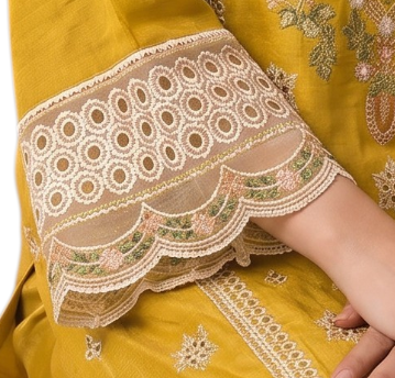 Ak-2621 | Yellow 3 Piece Embroidered Lawn Suit