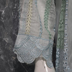 Dyed Burnout Organza Dupatta Sky Blue Lawn Suit Alkareem